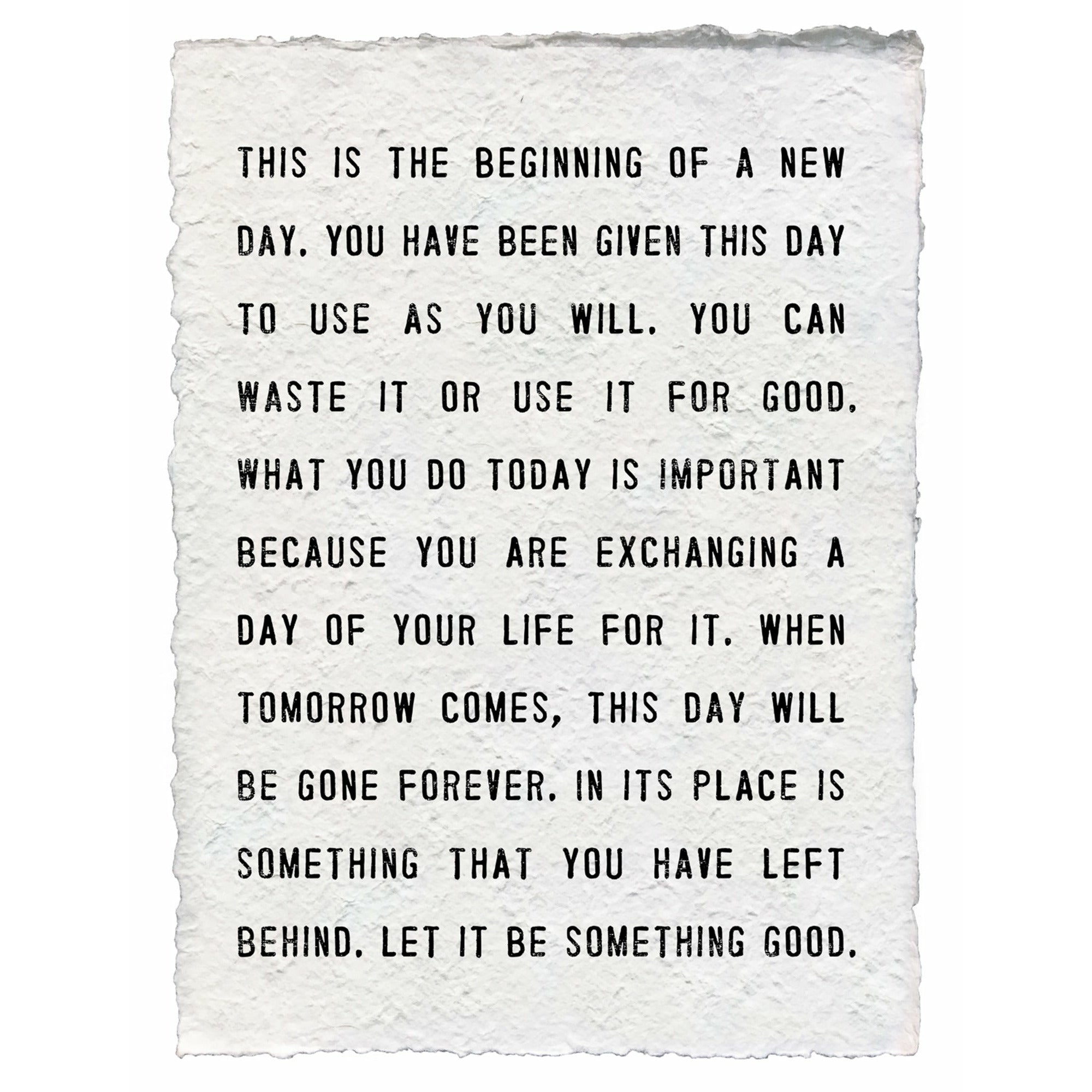 This is the Beginning Handmade Paper Print