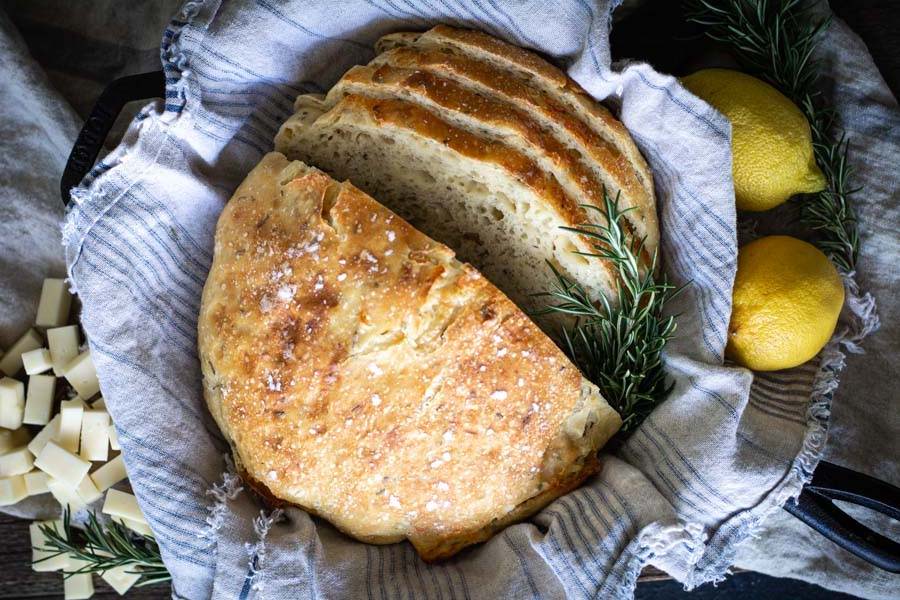 Rosemary Lemon No Knead Bread