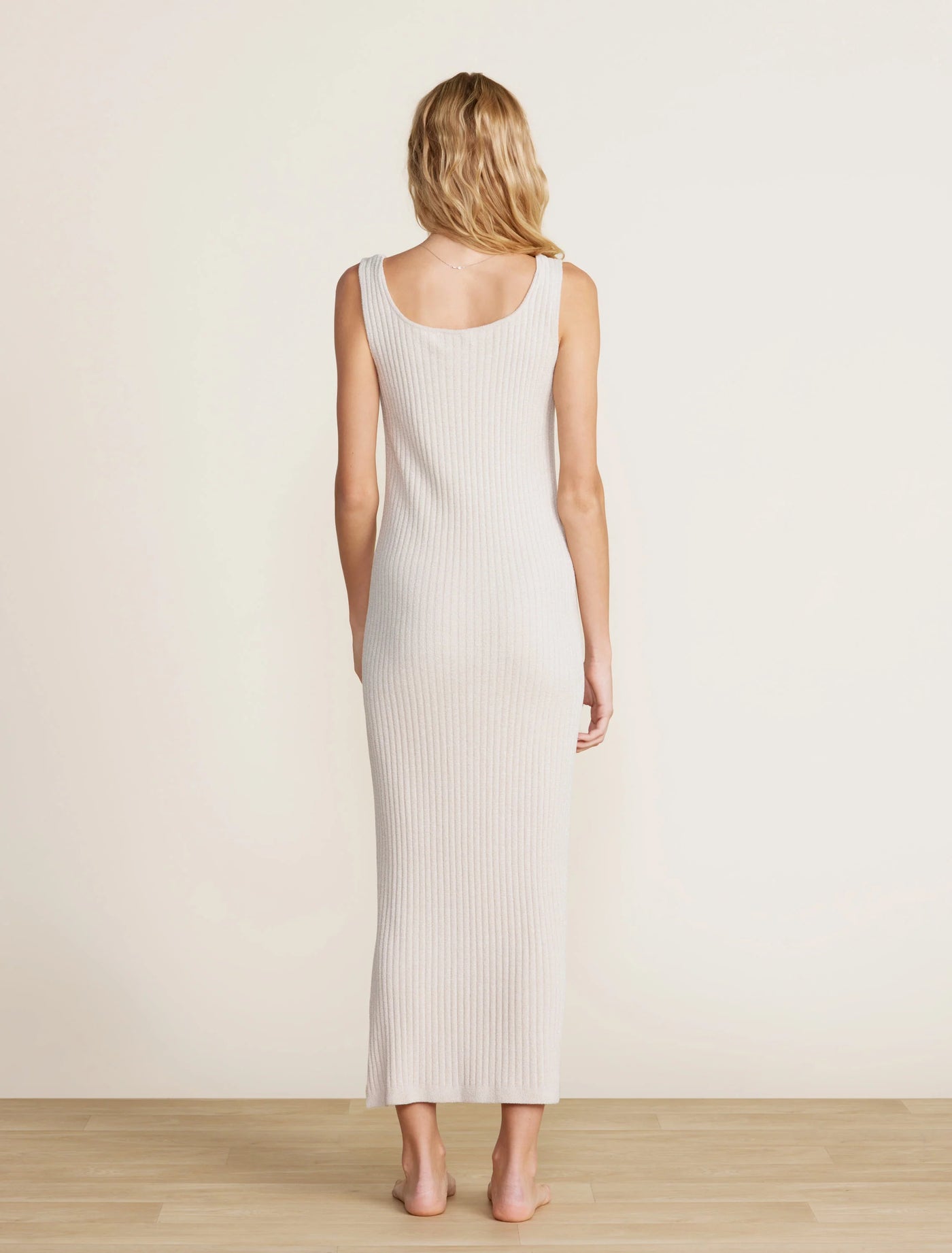 Ribbed Square Neck Dress - Bisque