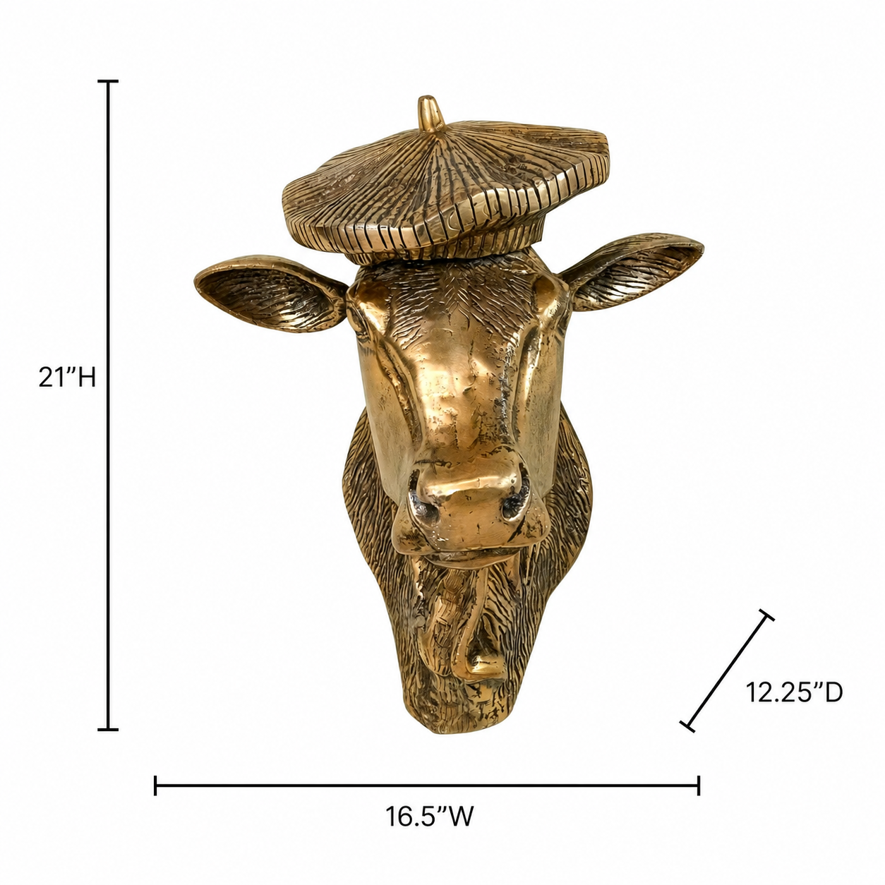 Bella the Cow Wall Mount (Antique Champagne Finish)