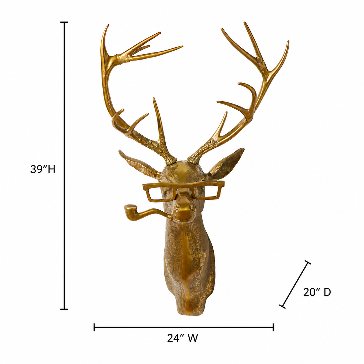 Frankie the Stag Wall Mount (Antique Brass Finish)