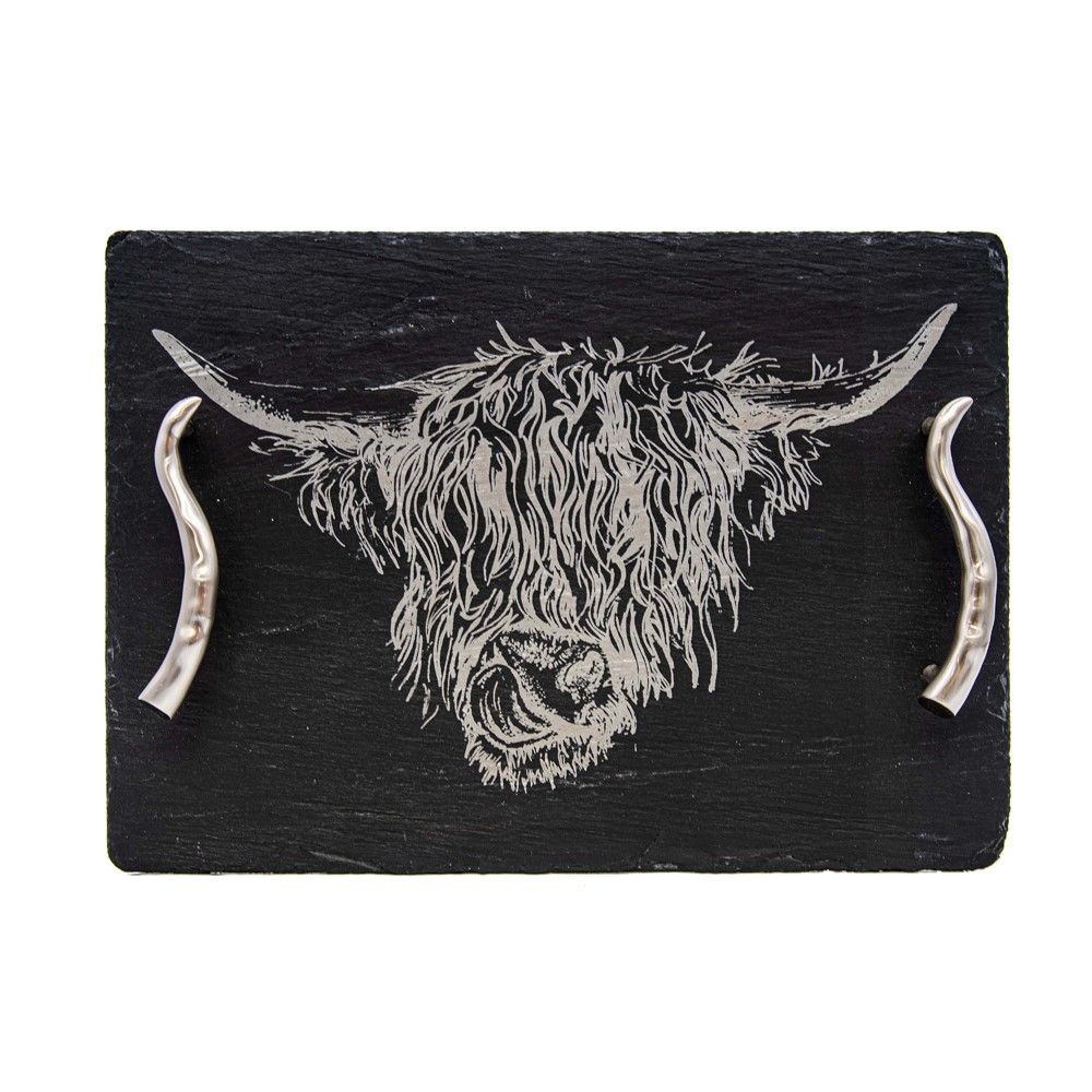 Small Slate Serving Tray - Highland Cow