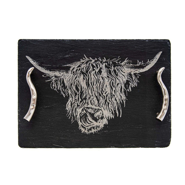 Small Slate Serving Tray - Highland Cow