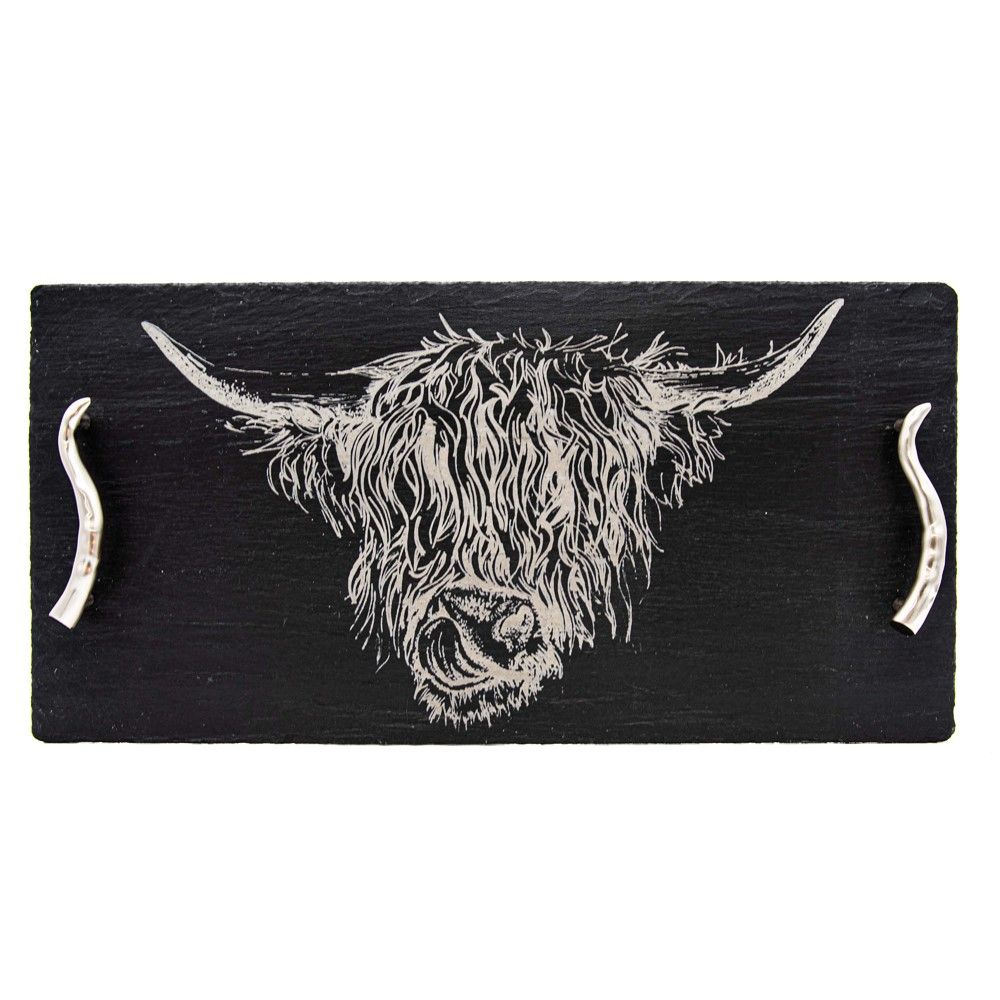 Large Slate Serving Tray - Highland Cow