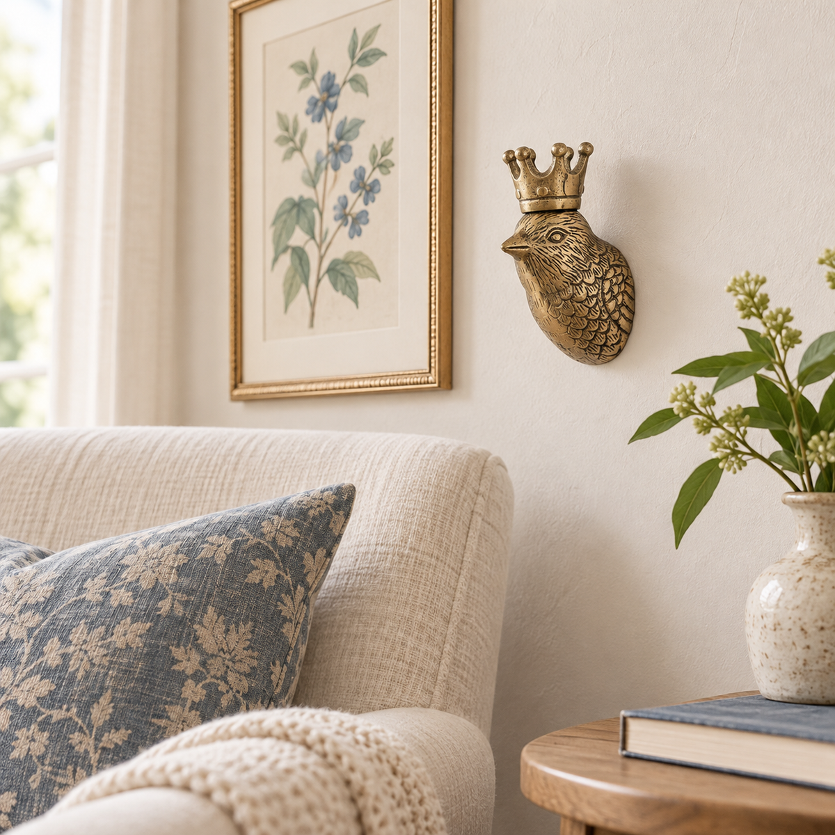 Lottie the Bird Wall Mount (Antique Champagne Finish)