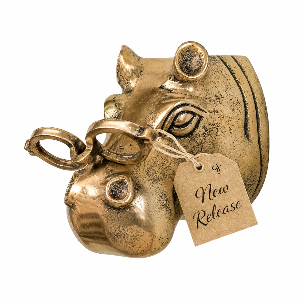 Dottie the Hippo Wall Mount (Antique Champagne Finish)