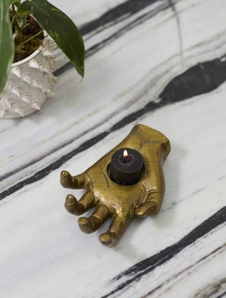 Open Hand Gold Candleholder