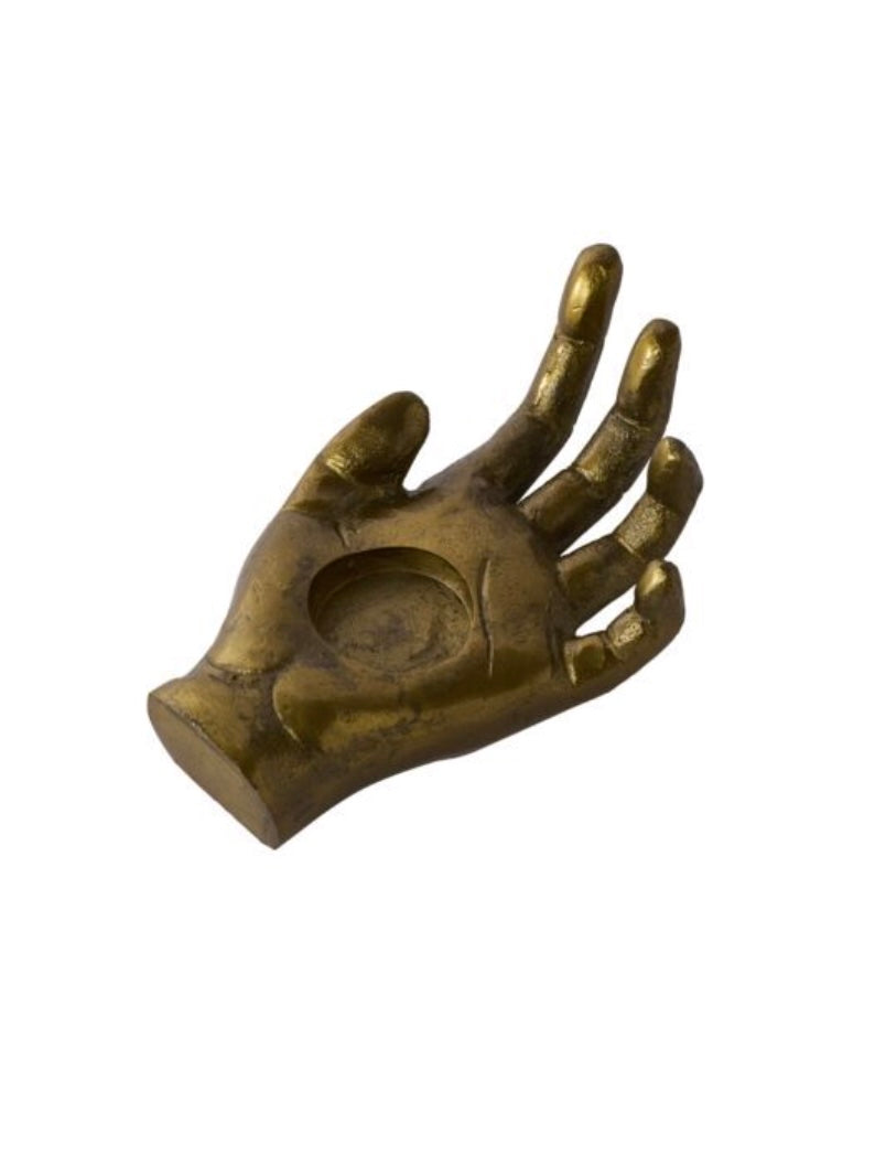 Open Hand Gold Candleholder