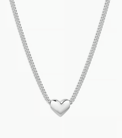 Lou Heart Charm Necklace Silver