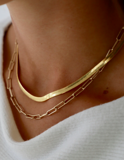 Smooth Gold Paperclip Chain Necklace