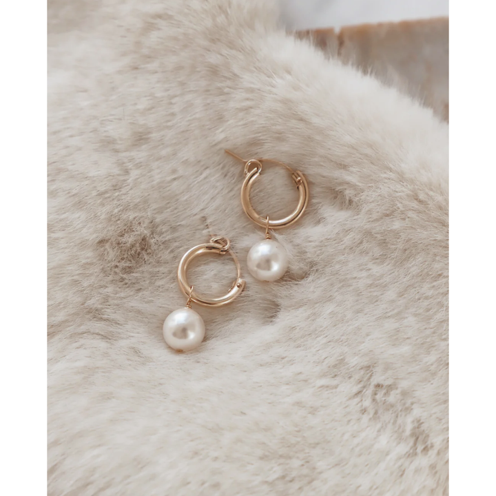 Audrey Pearl Hoop Earrings Large