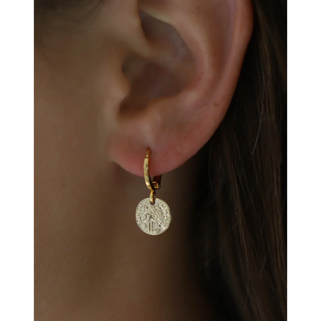 Petite Coin Huggie Earrings