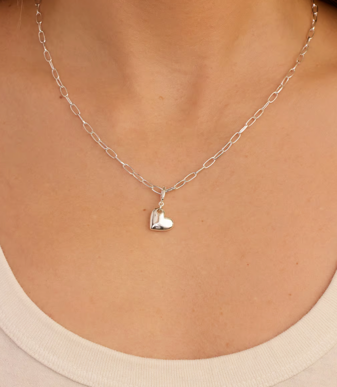 Lou Heart Parker Charm Silver