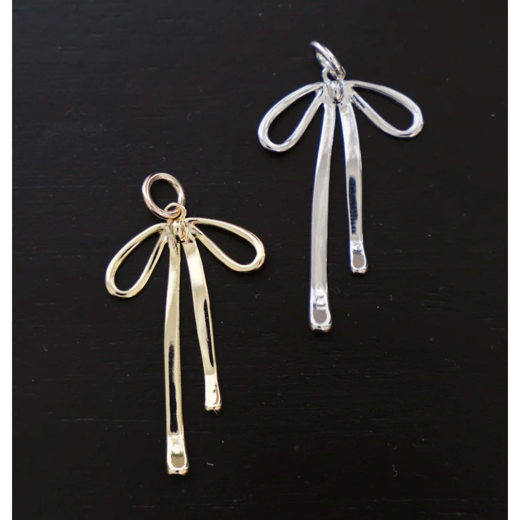Silver Bow Ribbon Charm