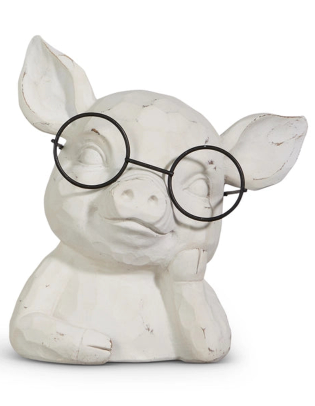 Pig in Glasses Bust
