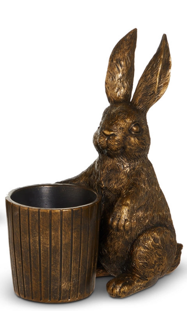 Antique Gold Bunny with Basket