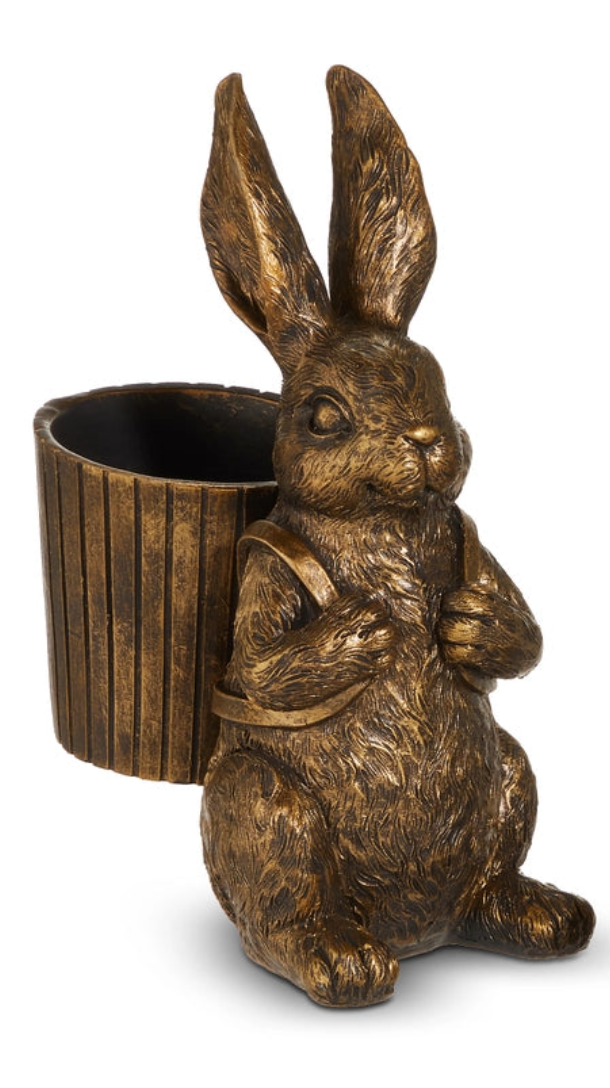 Antique Gold Bunny with Basket