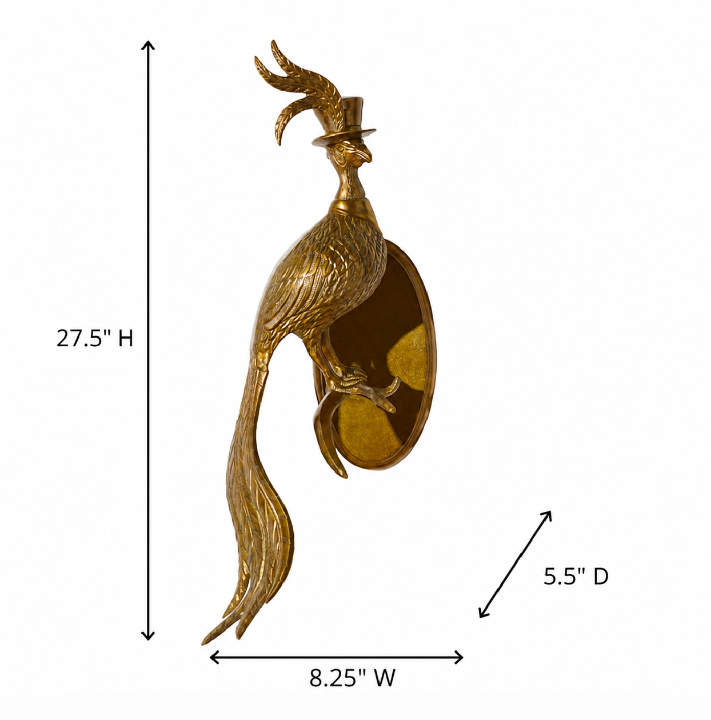 Emerson the Pheasant Wall Mount (Antique Brass Finish)