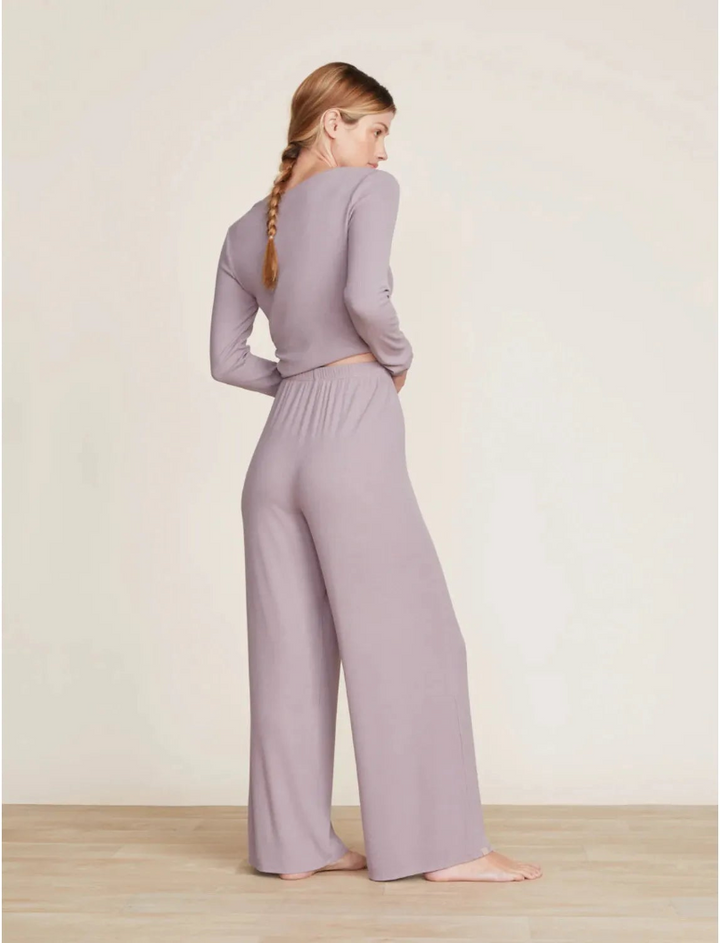 Malibu Collection® Ultra-Soft Rib Henley and Pant Set-Deep Taupe