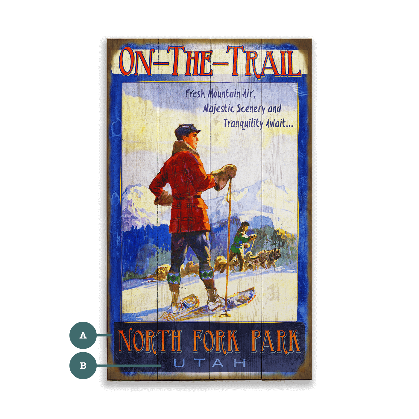 Snowshoeing Personalized Vintage Sign