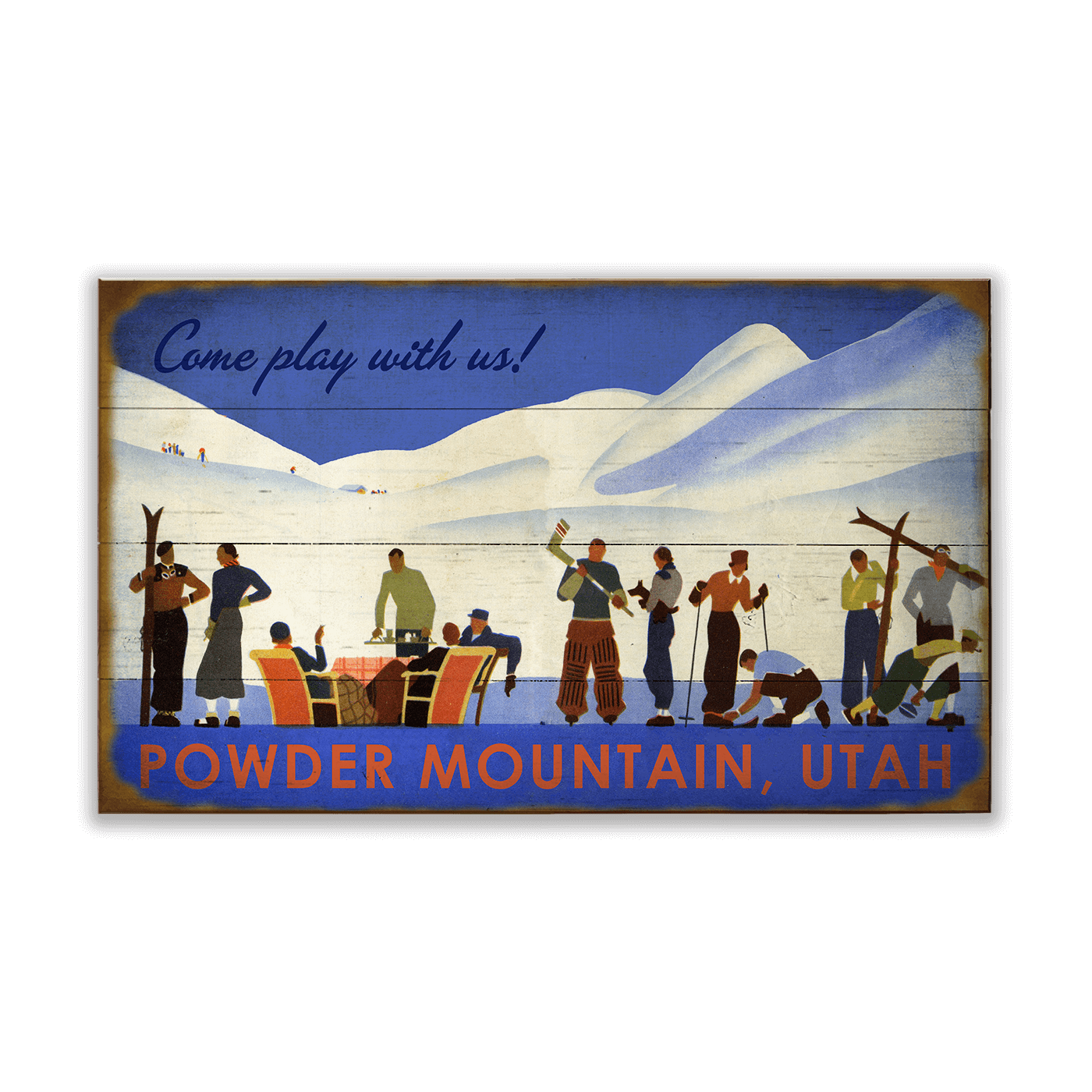 Let's Play in the Snow Personalized Vintage Sign