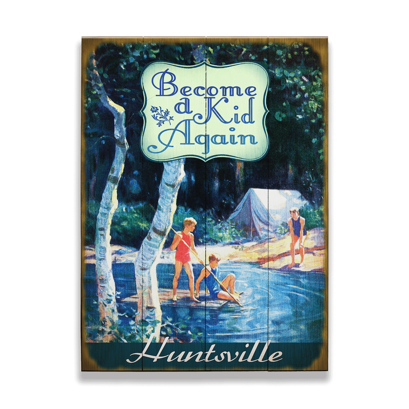 Camping Adventures Personalized Vintage Sign