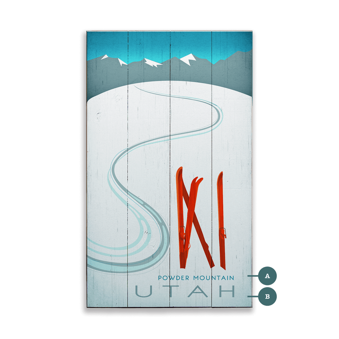 Ski Tracks Personalized Vintage Sign