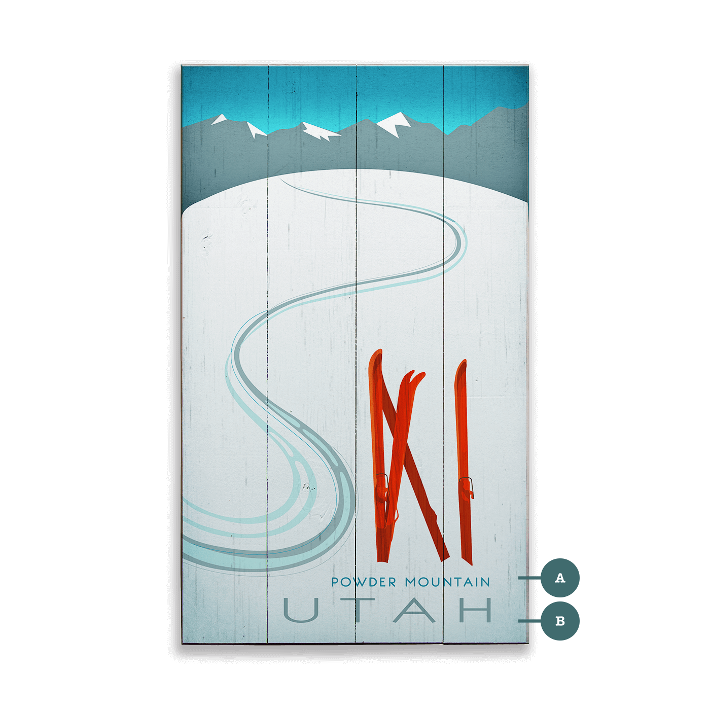 Ski Tracks Personalized Vintage Sign