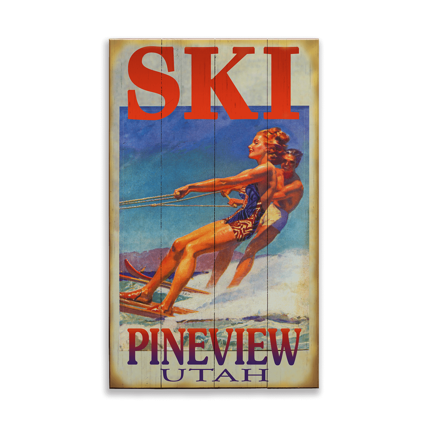 Skiing Duo Personalized Vintage Sign