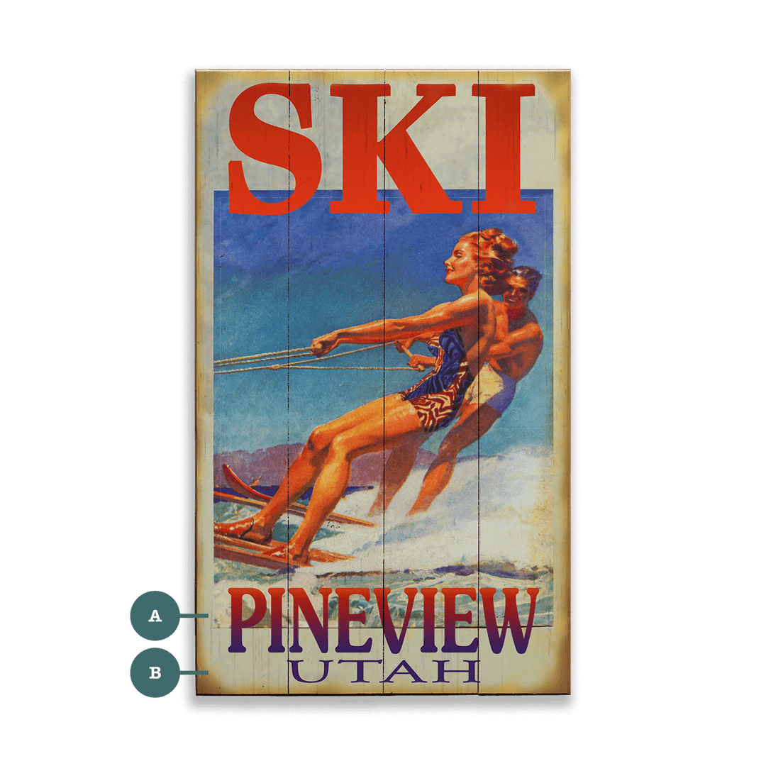 Skiing Duo Personalized Vintage Sign