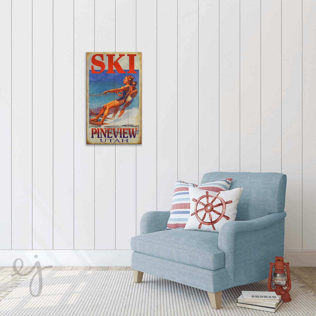 Skiing Duo Personalized Vintage Sign