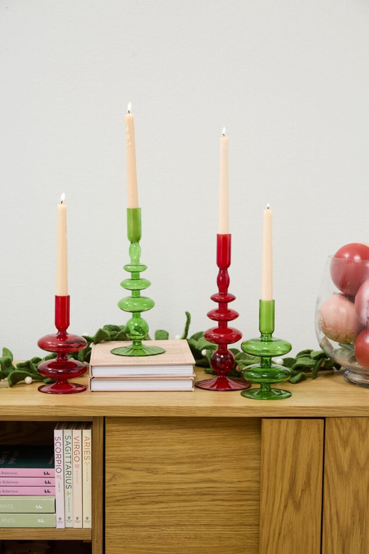 Red Glass Candlestick