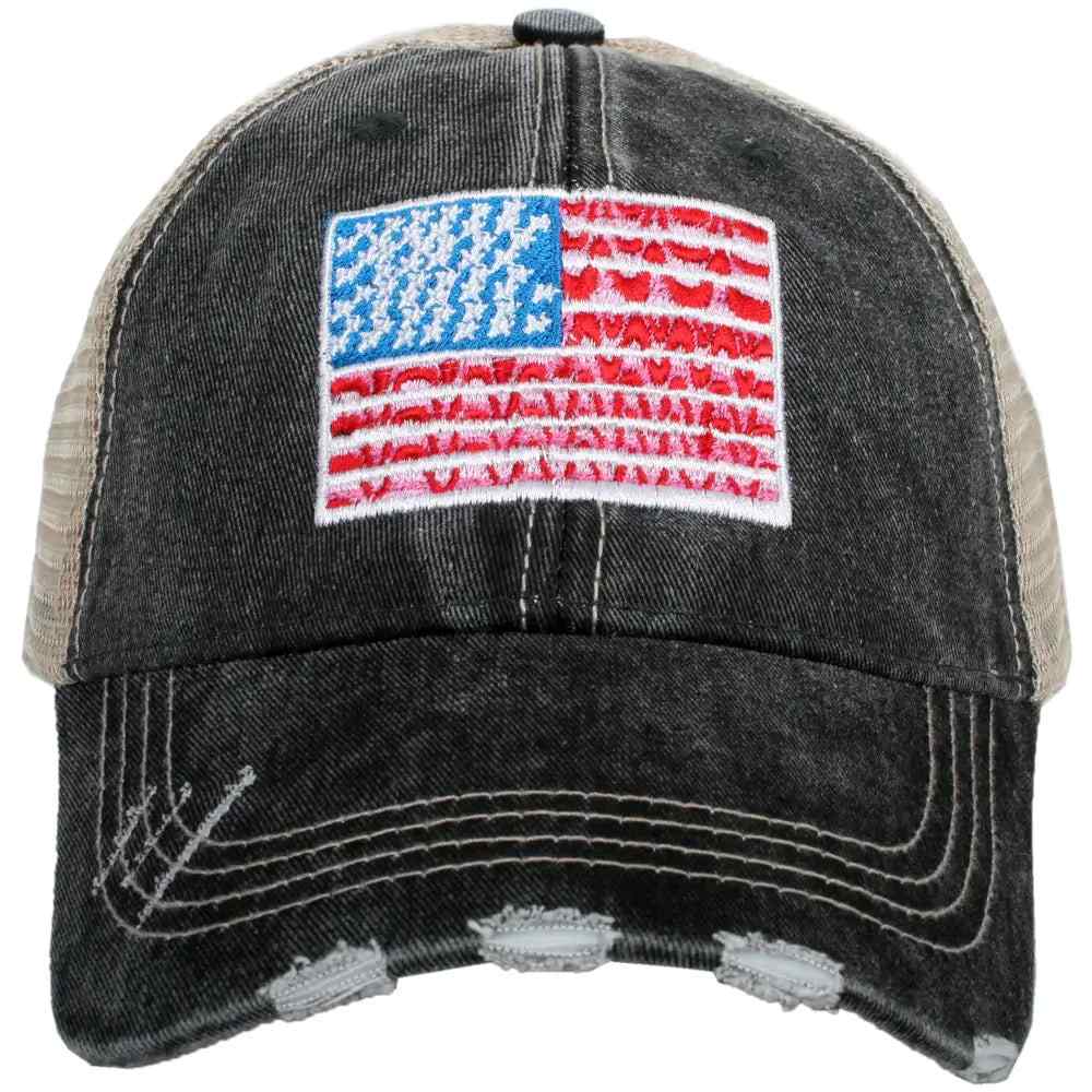 American Flag Women's Trucker Hat Black