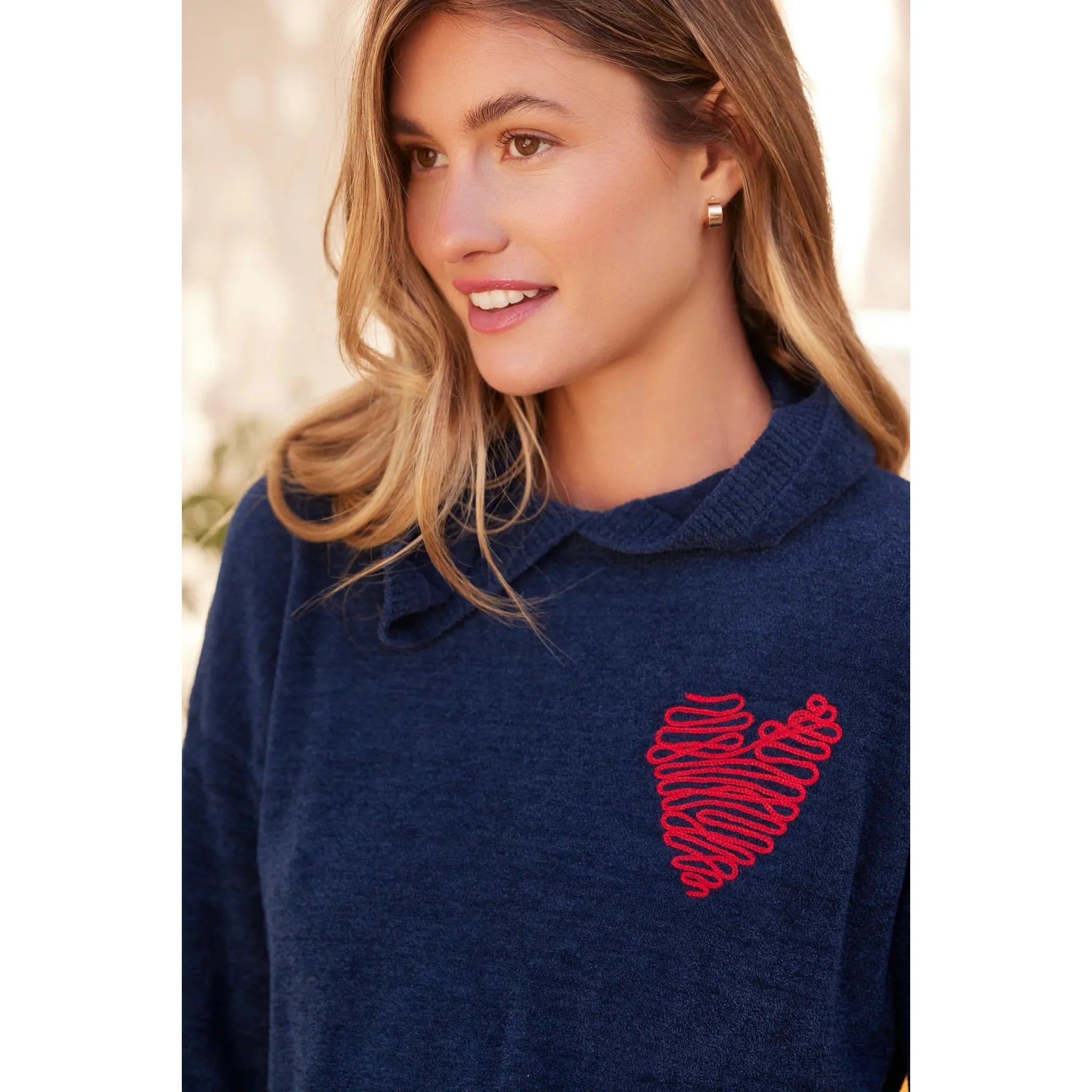 Embroidered Heart Pullover