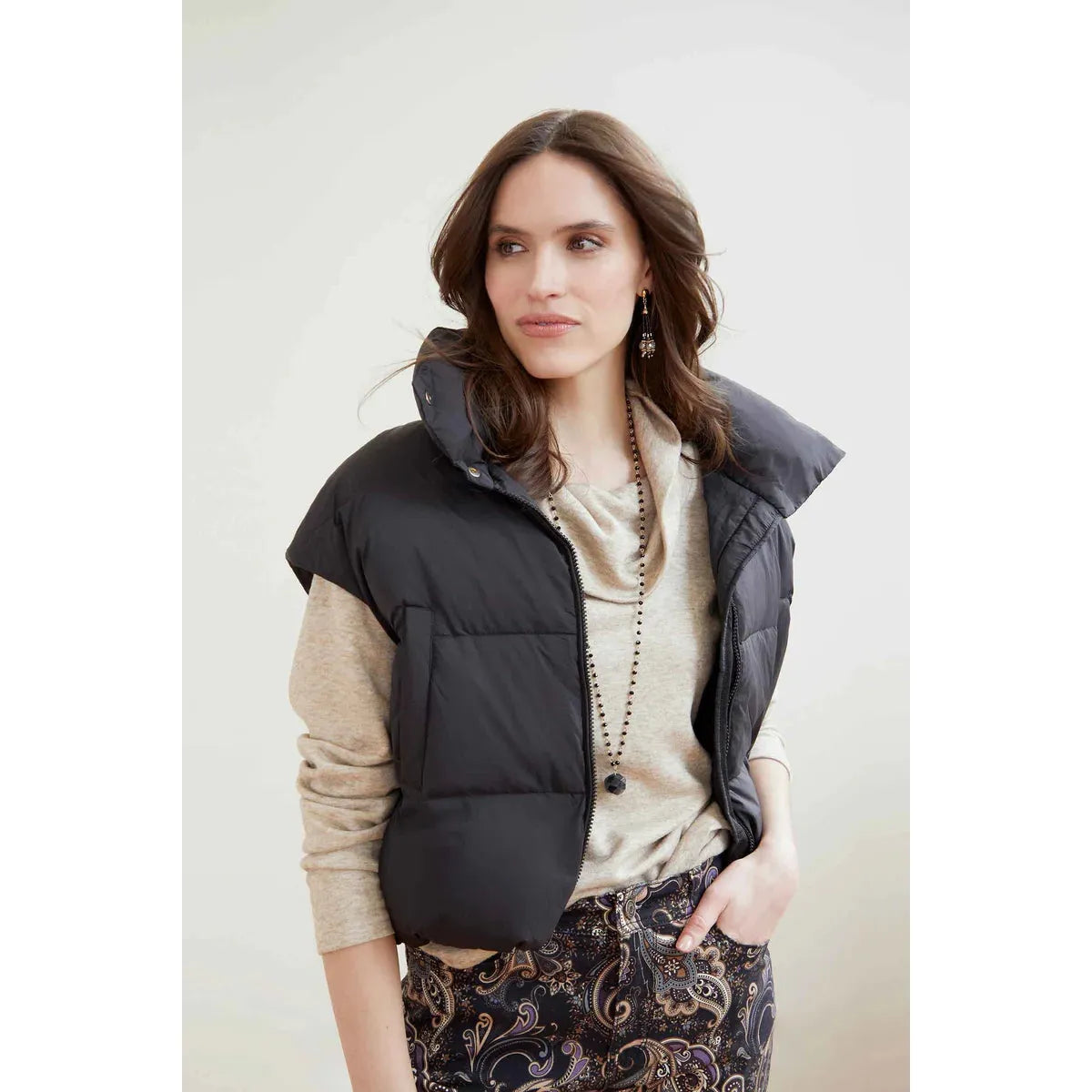 Jana Chunky Down Vest - Black