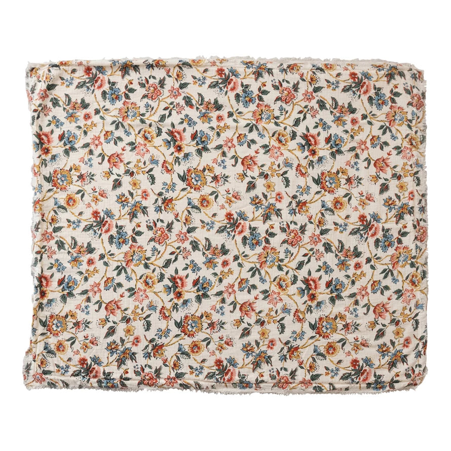 Rustic Floral Cotton Blanket