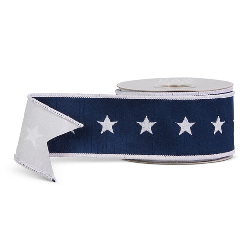 Blue and White Star Wired Ribbon