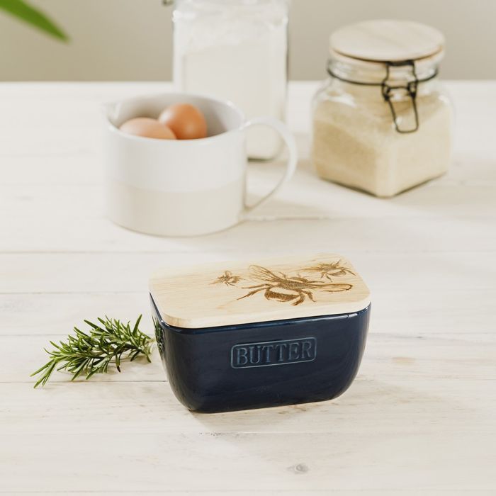 Blue Butter Dish - Bee