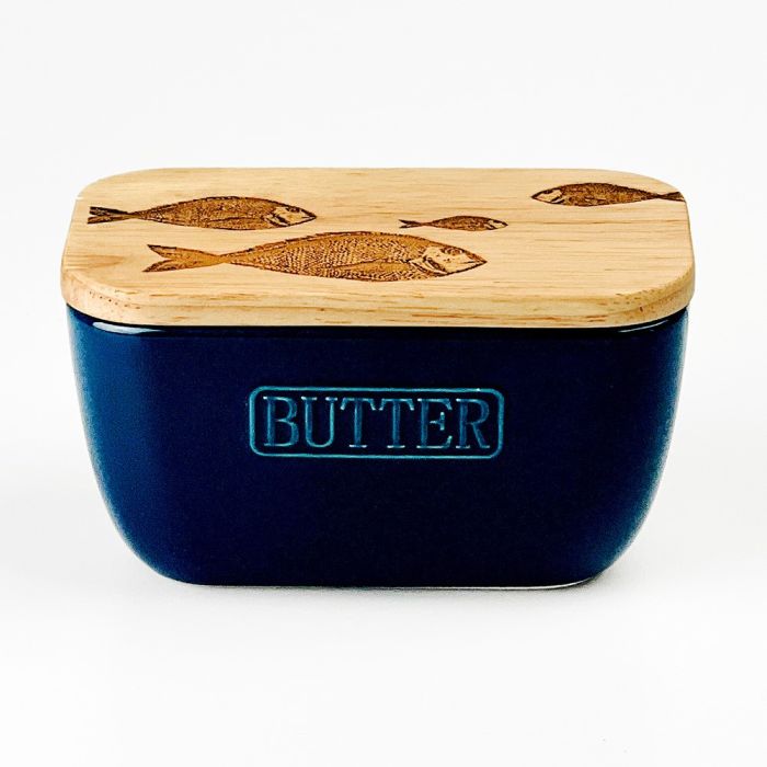 Blue Butter Dish - Fish Repeat