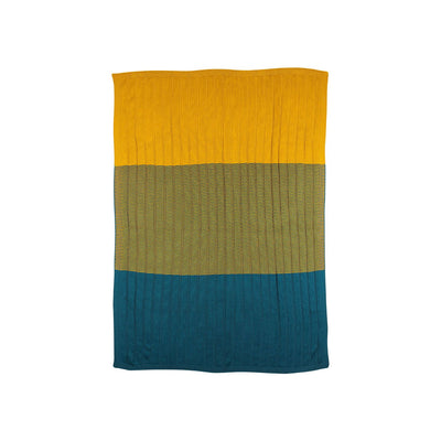 Blue and Yellow Organic Knit Blanket