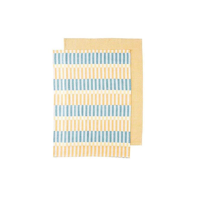 blue and yellow tea towel set