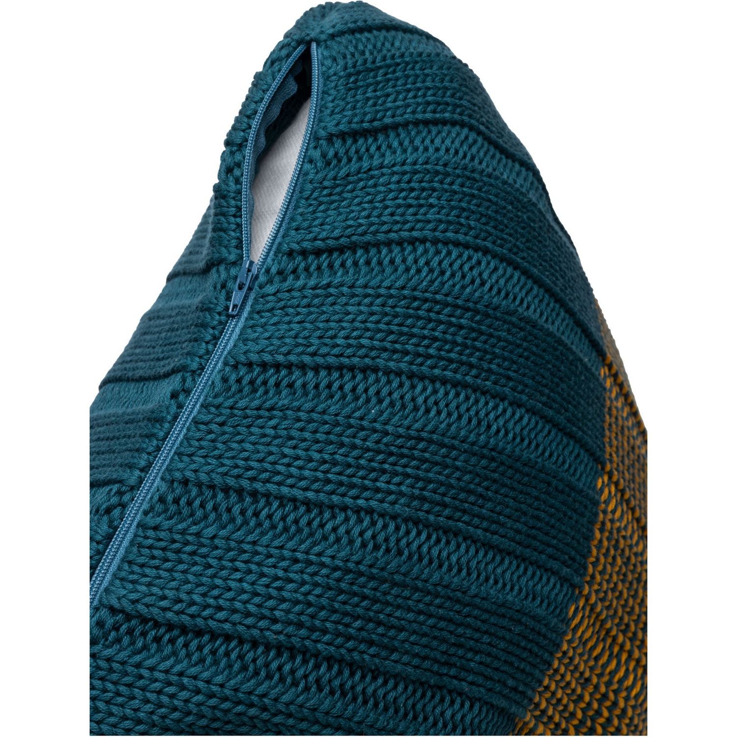 Blue and Yellow Knit Pillow Cover