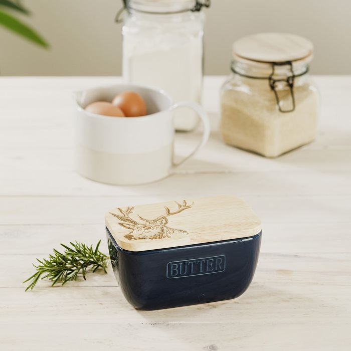 Blue Butter Dish - Stag