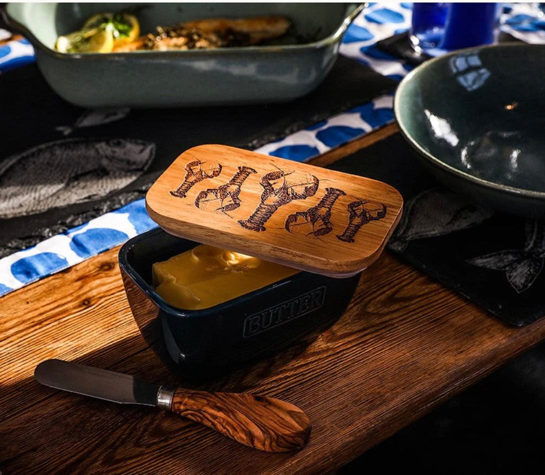 Blue Butter Dish - Lobster