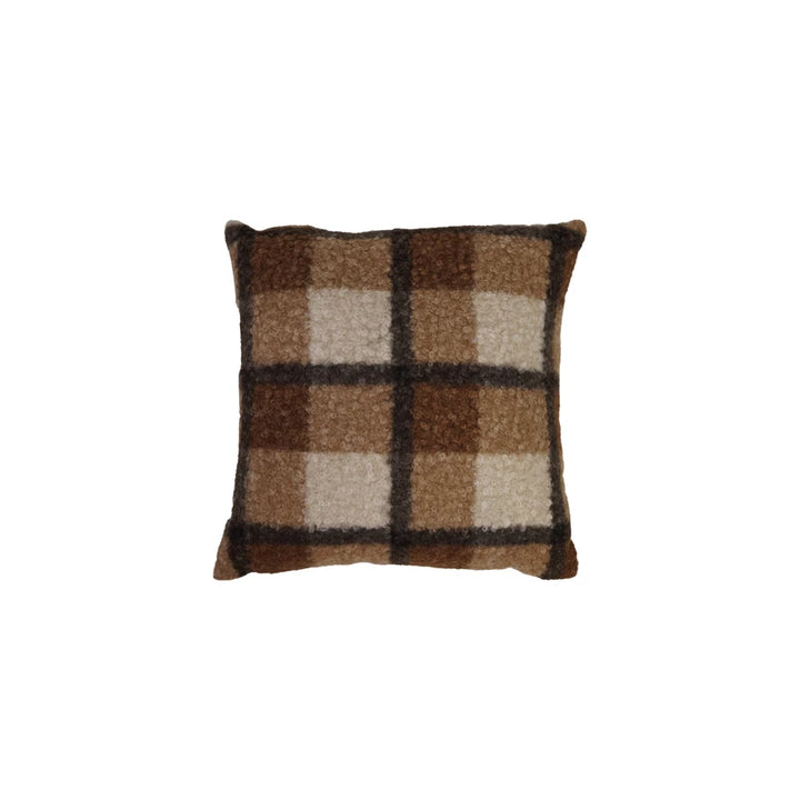 Brown Plaid Sherpa Pillow