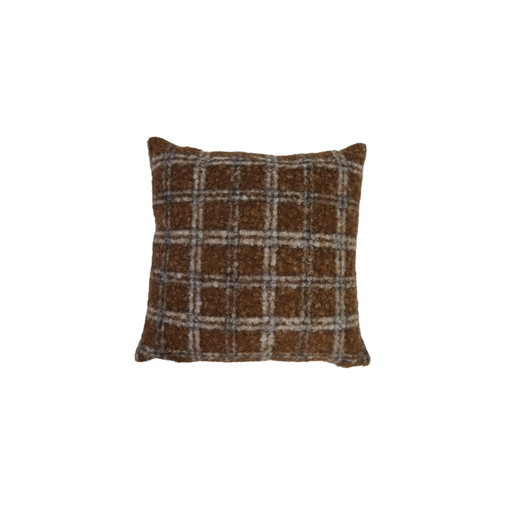 Brown & Black Plaid Sherpa Pillow