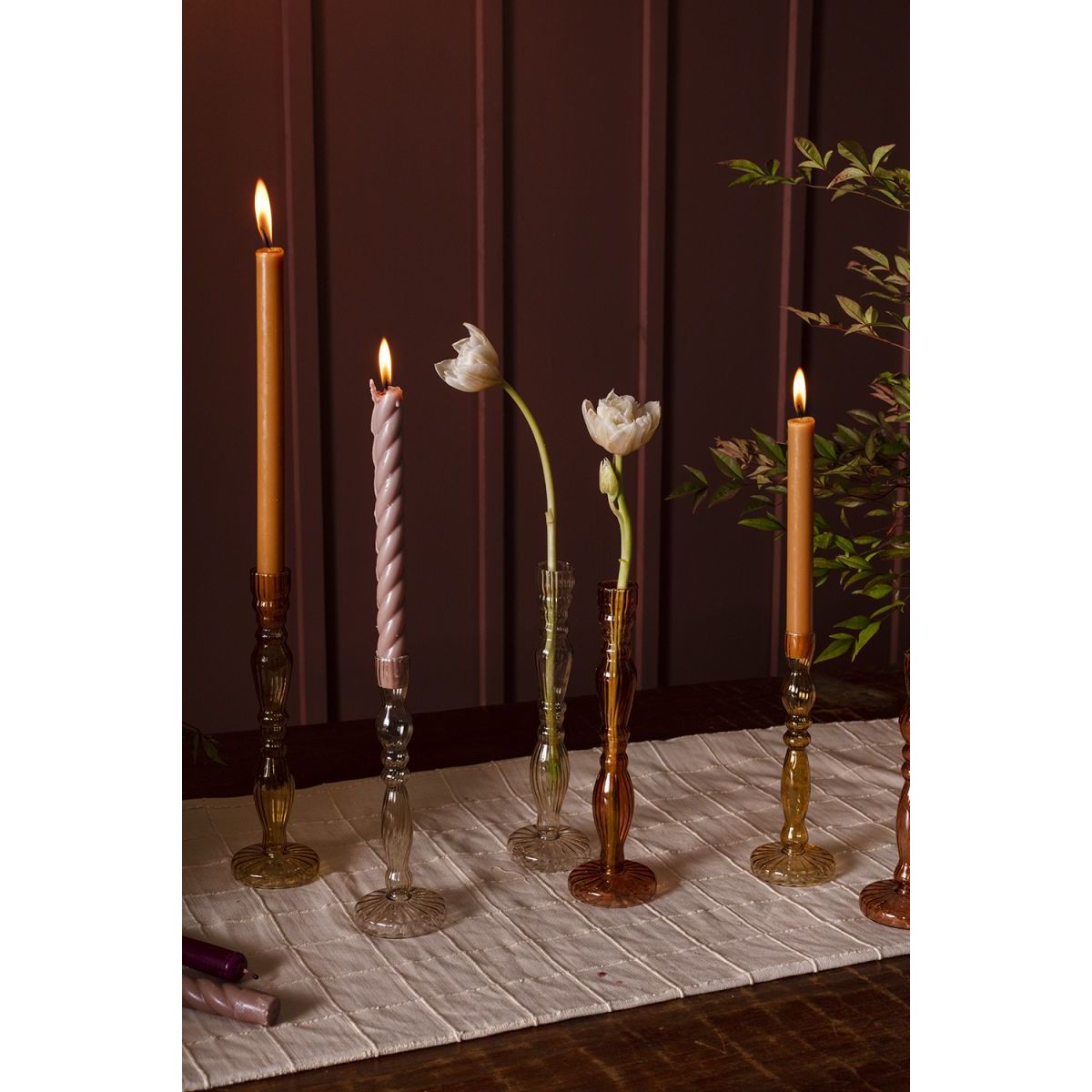 Amber Budvase + Candle Holder