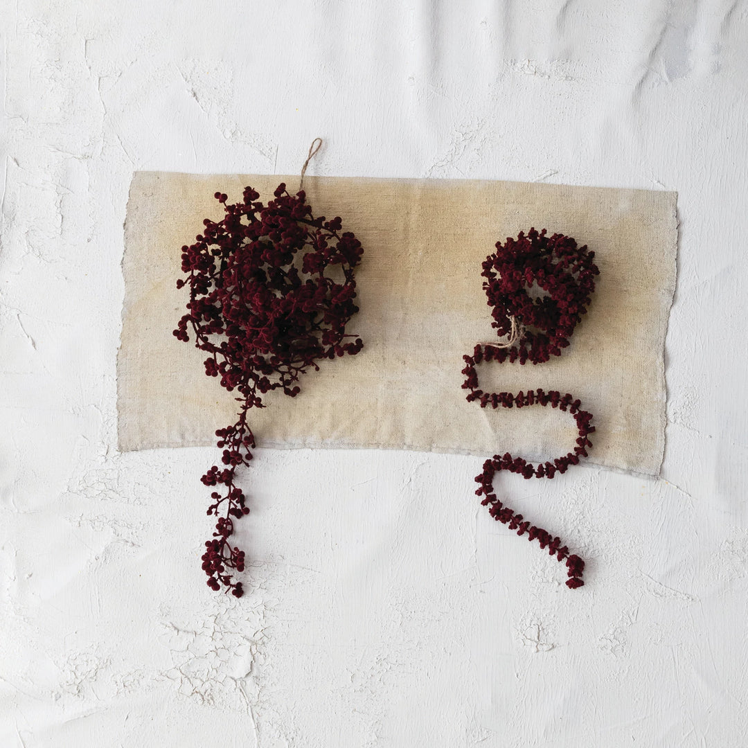 Flocked Burgundy Foam Ball Garland