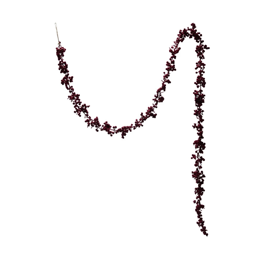Flocked Burgundy Foam Ball Garland