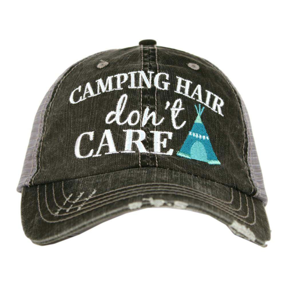Camping Hair Trucker Hat Black